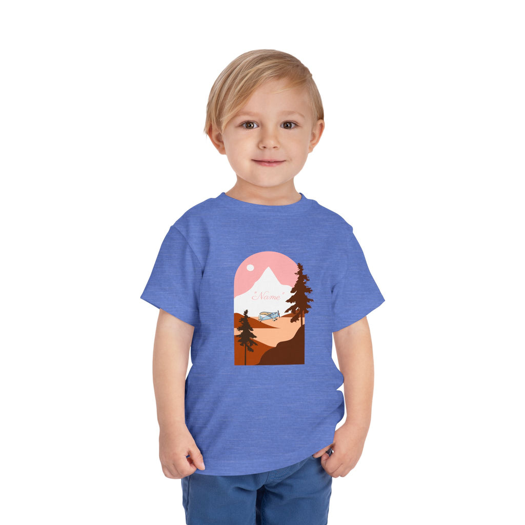 Toddler Tee — Mountain Plane Design (custom name)