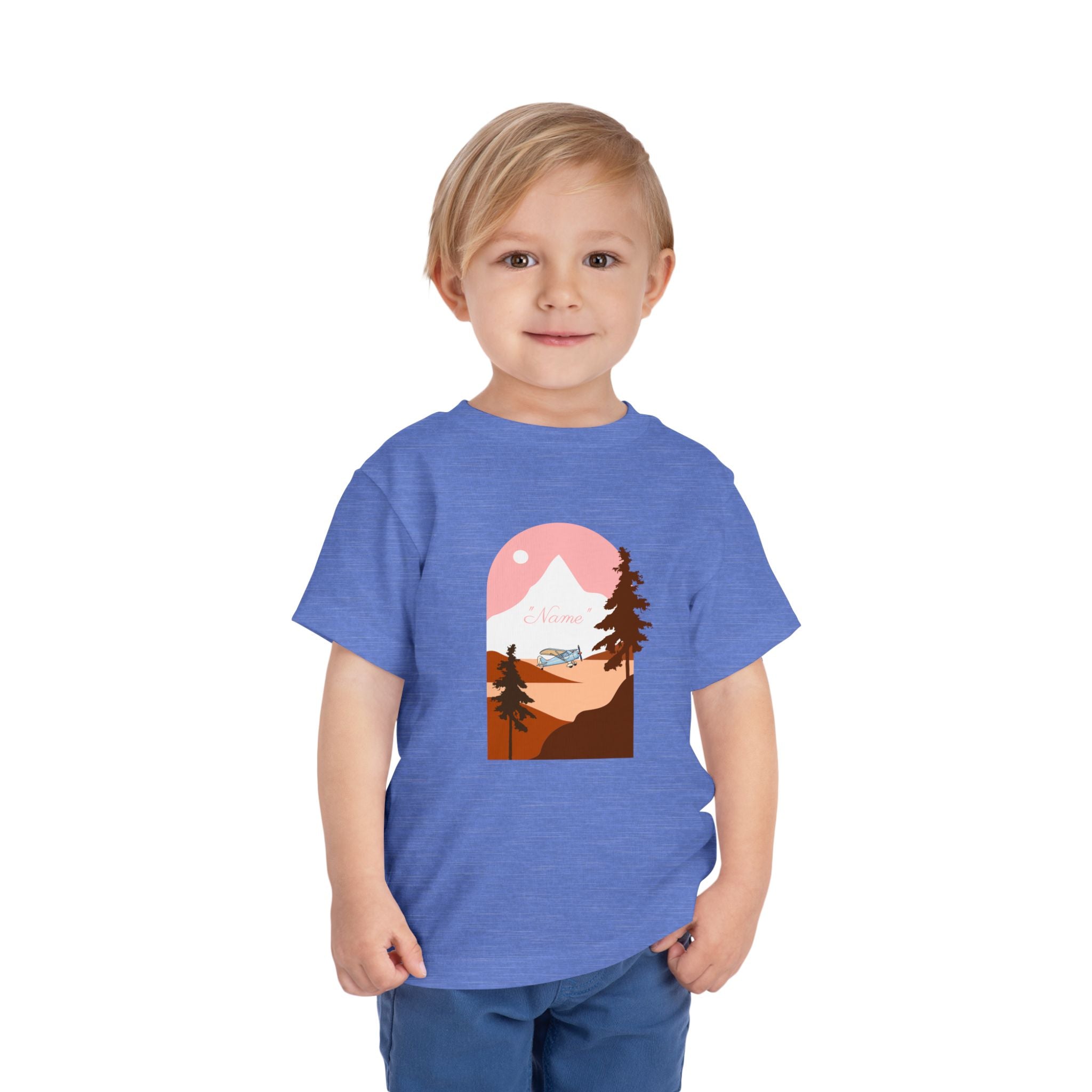 Toddler Tee — Mountain Plane Design (custom name)
