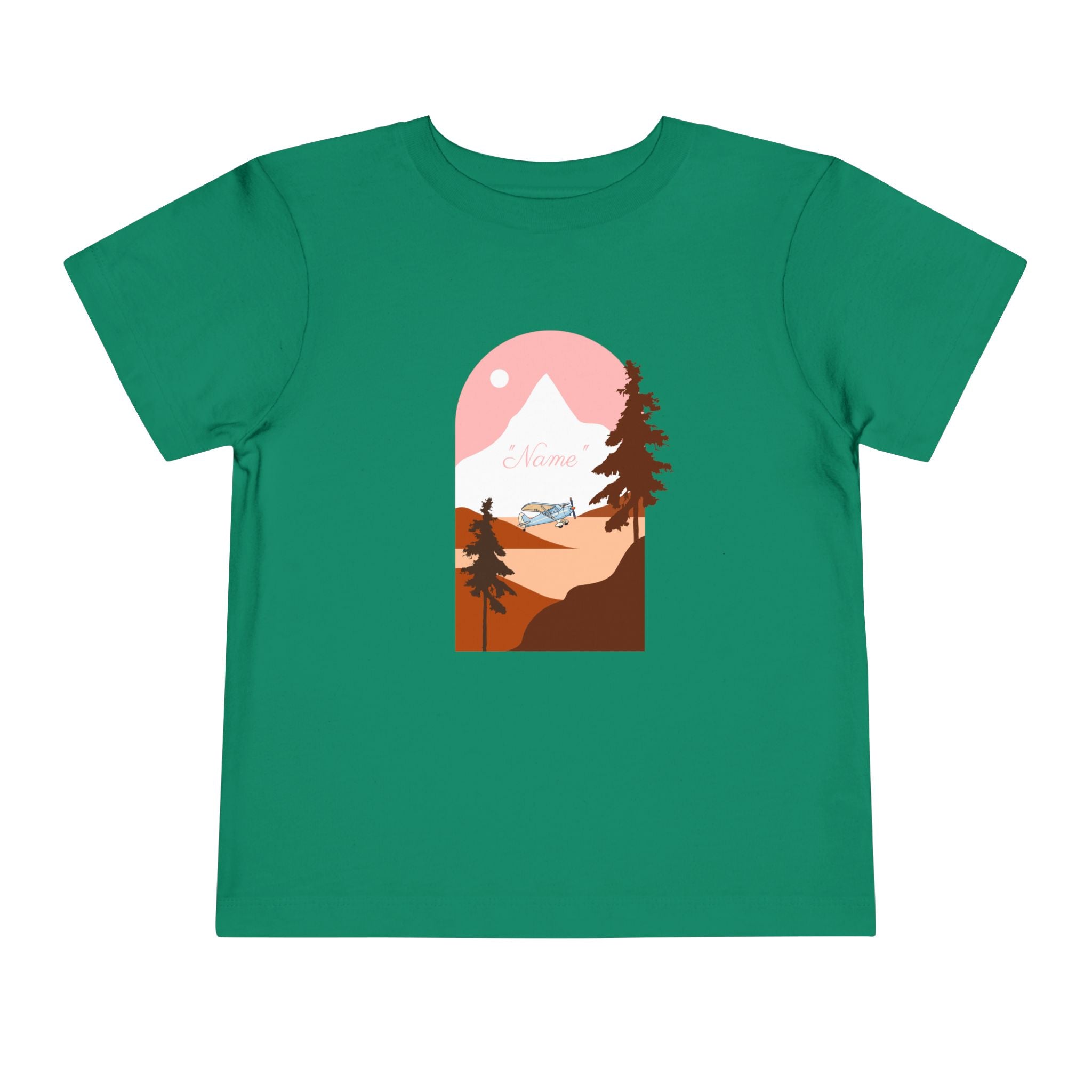 Toddler Tee — Mountain Plane Design (custom name)