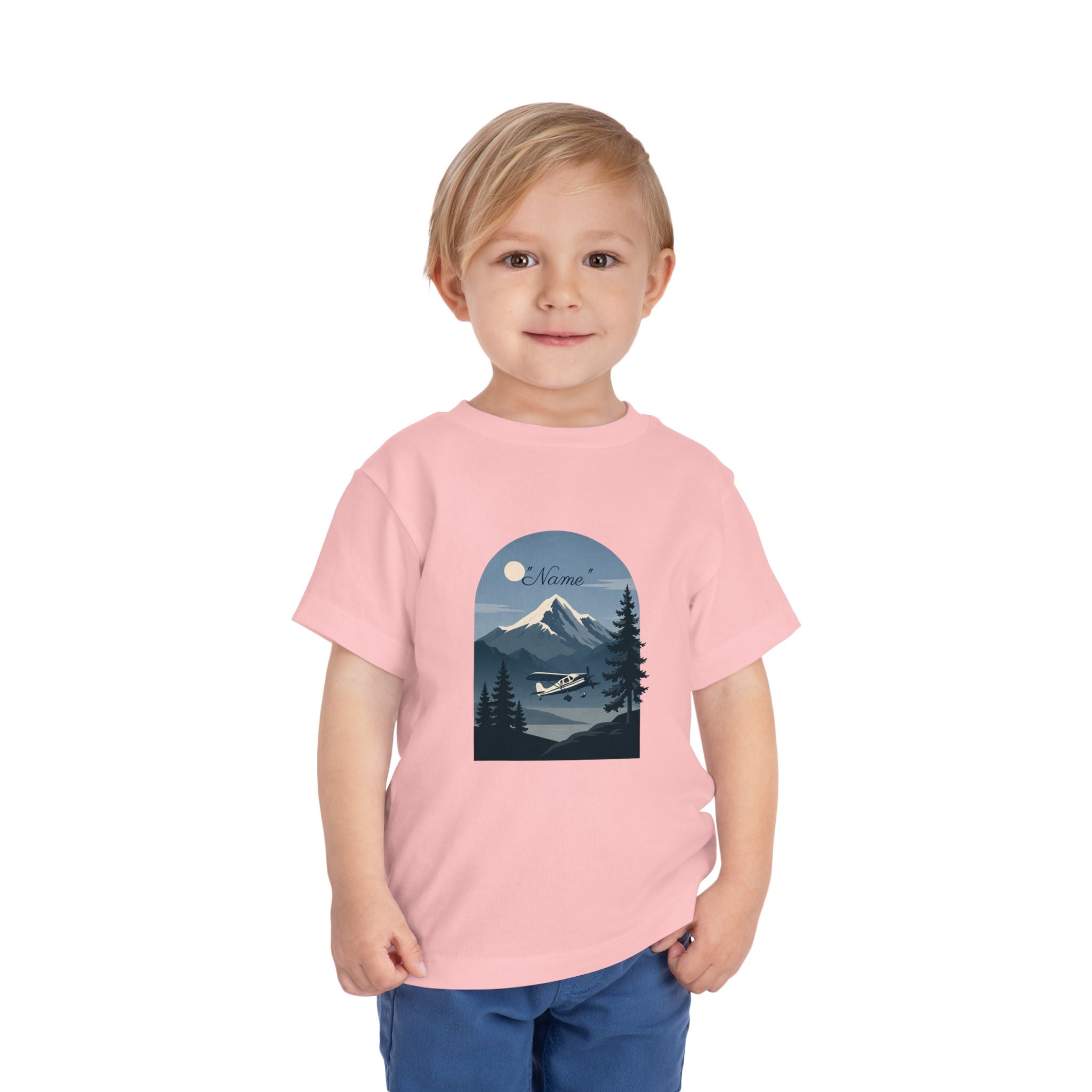 Toddler Tee — Mountain Airplane Design (custom name)