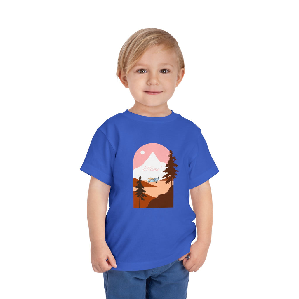 Toddler Tee — Mountain Plane Design (custom name)