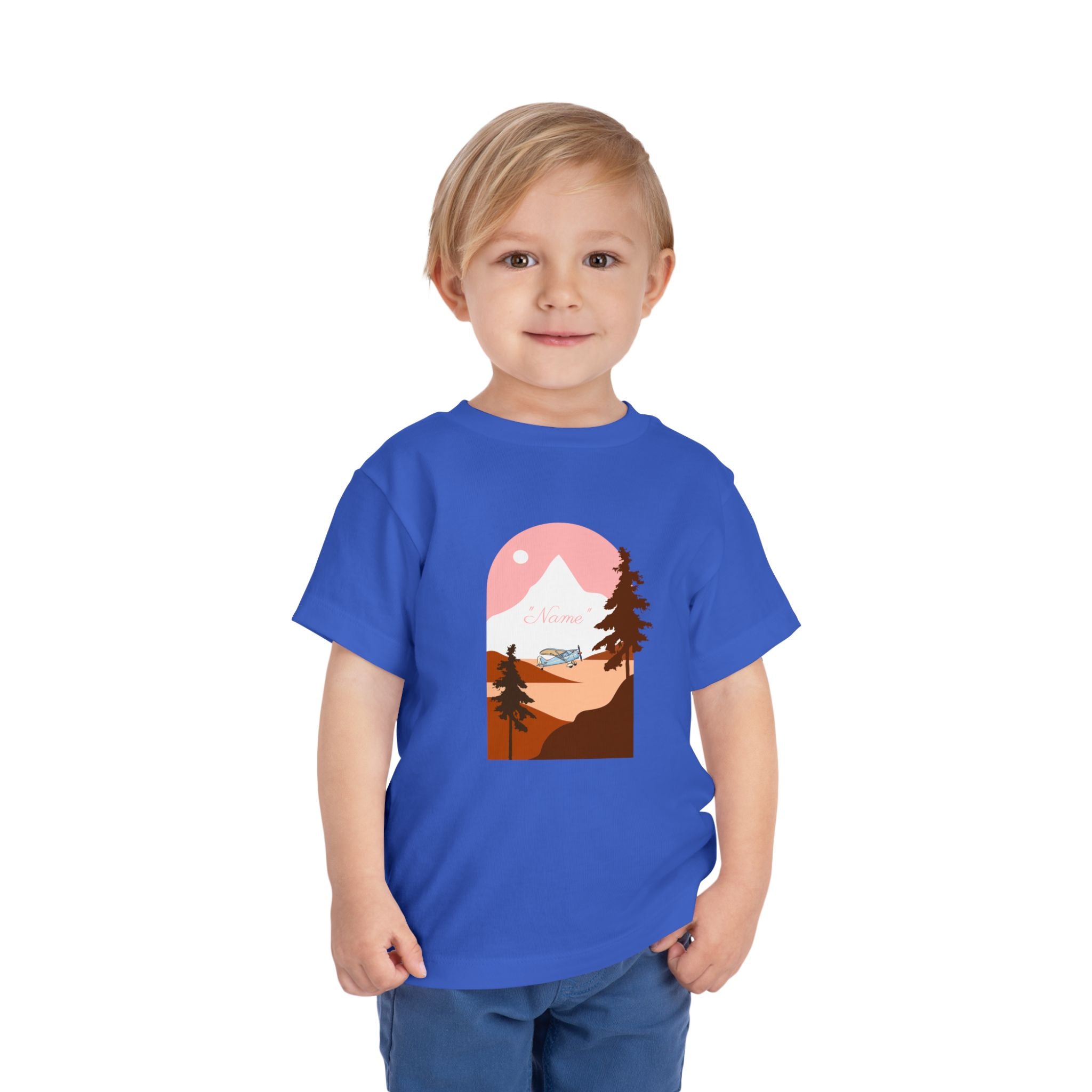 Toddler Tee — Mountain Plane Design (custom name)