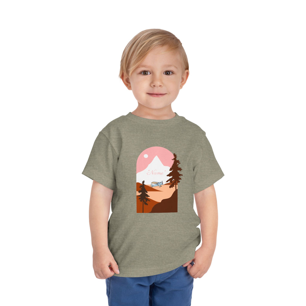 Toddler Tee — Mountain Plane Design (custom name)