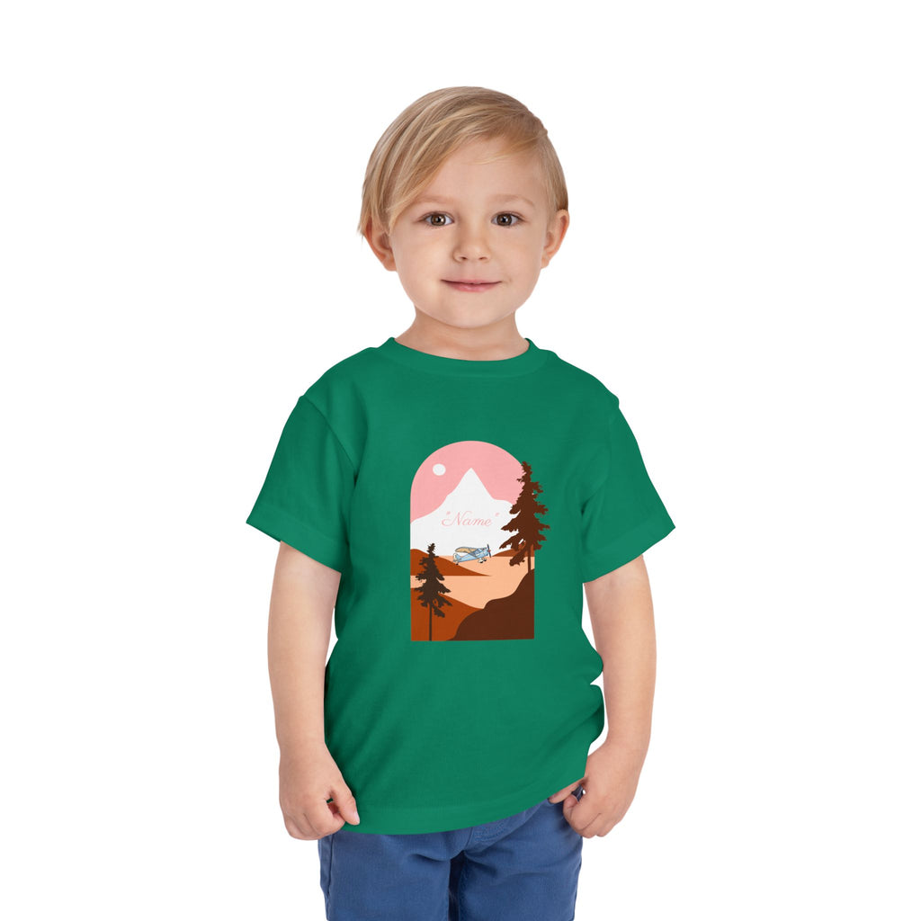 Toddler Tee — Mountain Plane Design (custom name)