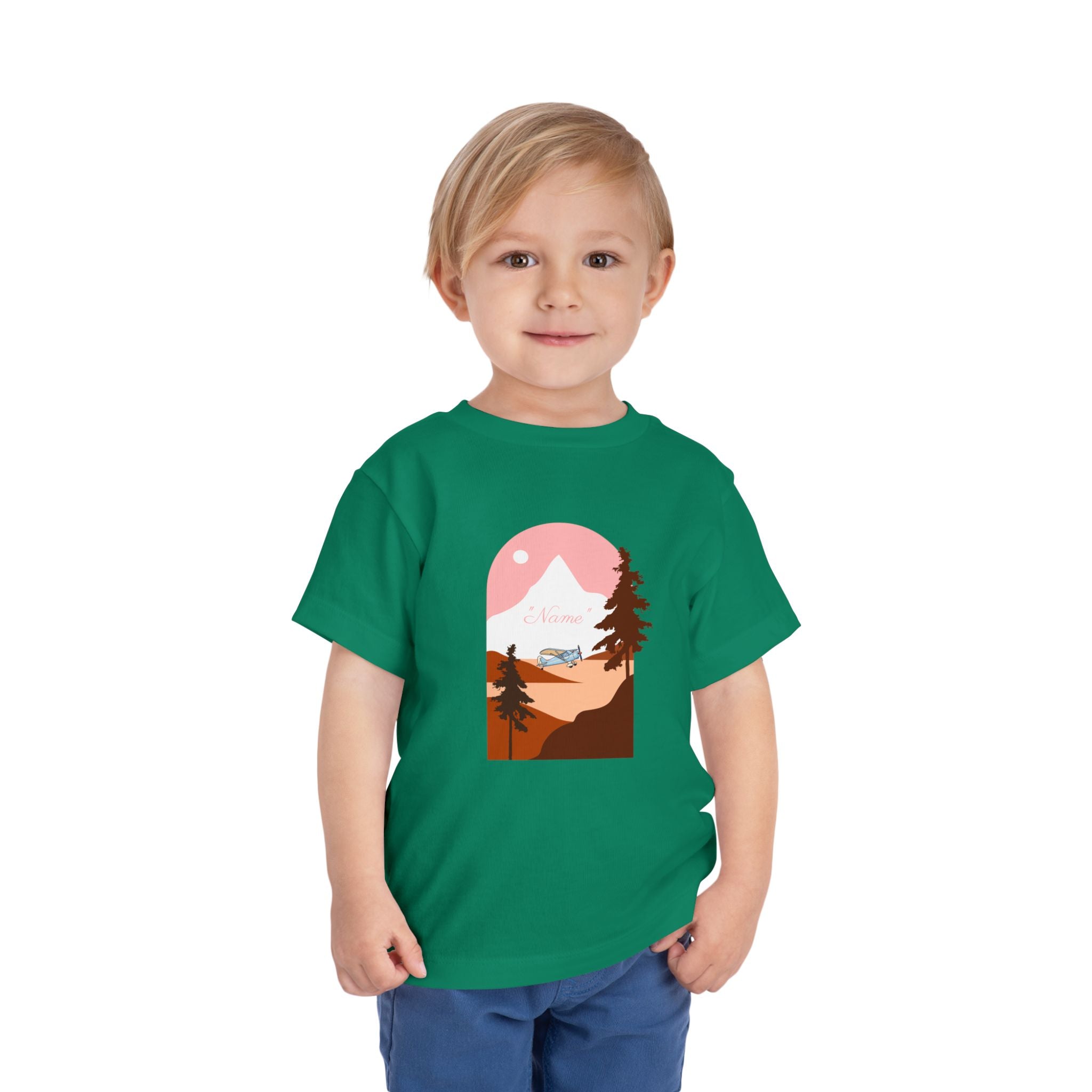 Toddler Tee — Mountain Plane Design (custom name)