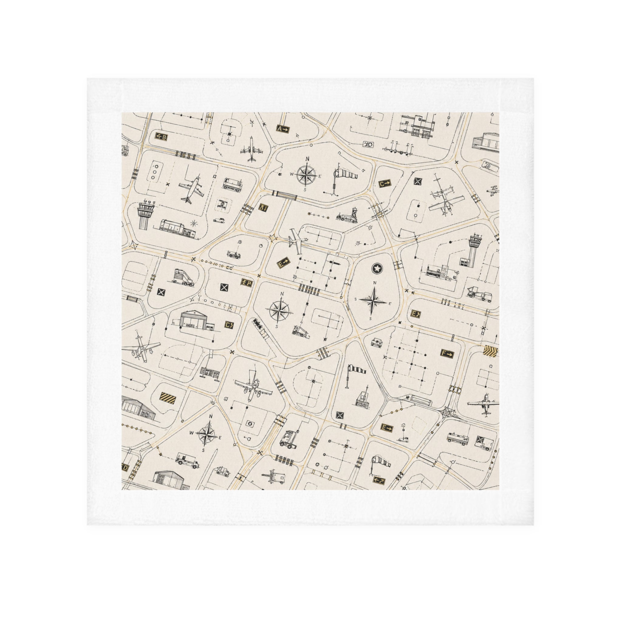 Airplane Taxi Map Face Towel
