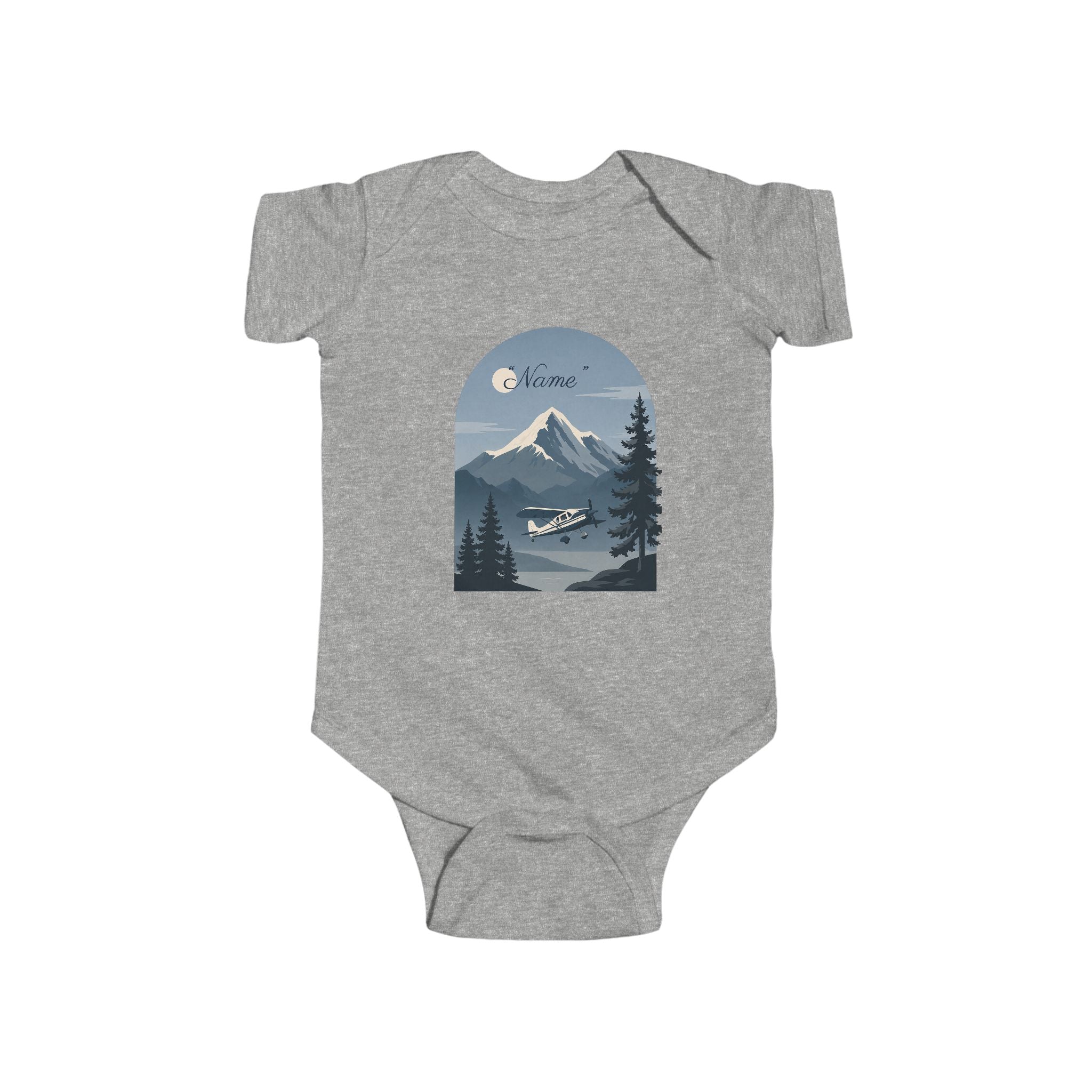 Infant One-Piece Bodysuit —  Mountain Airplane Design (custom name)