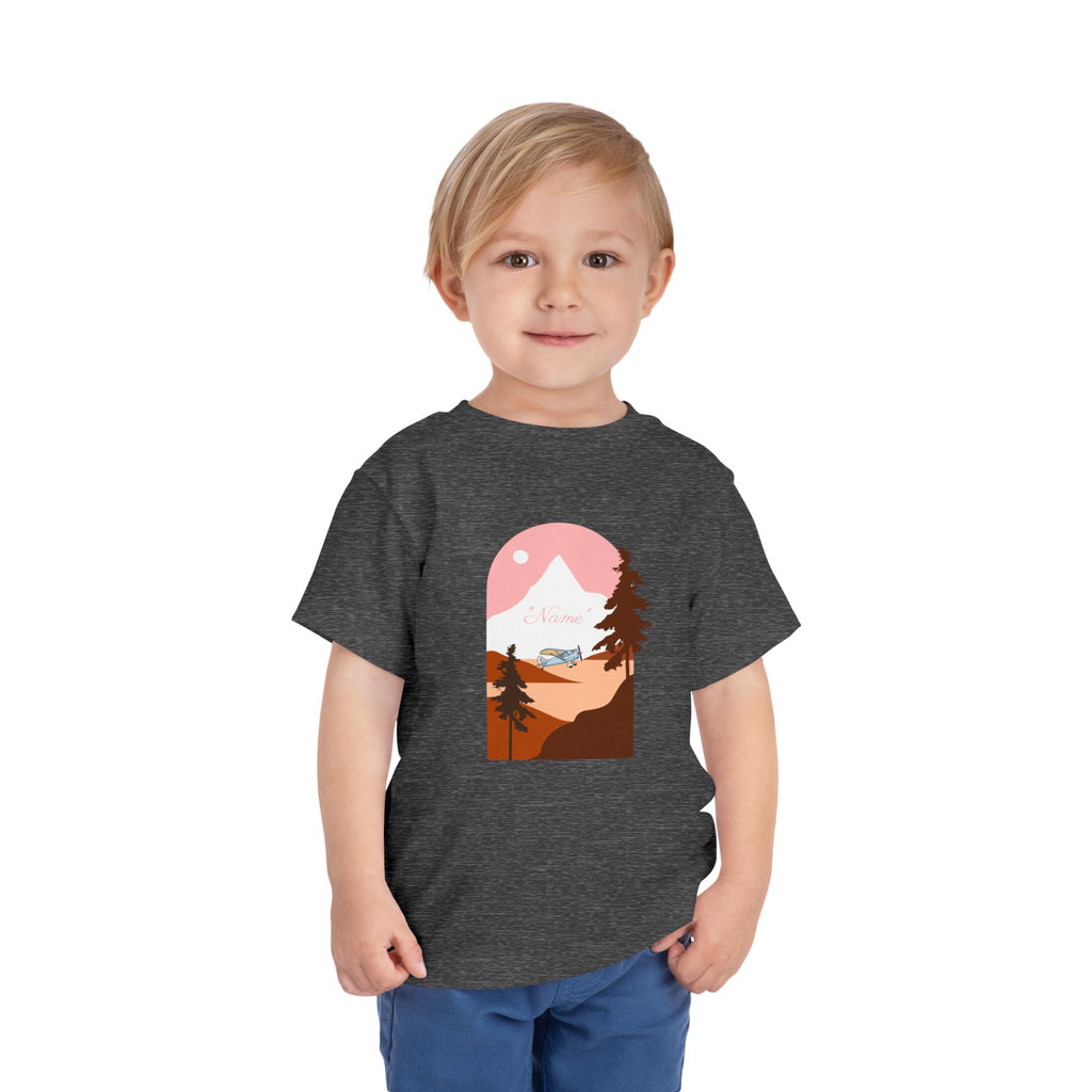 Toddler Tee — Mountain Plane Design (custom name)
