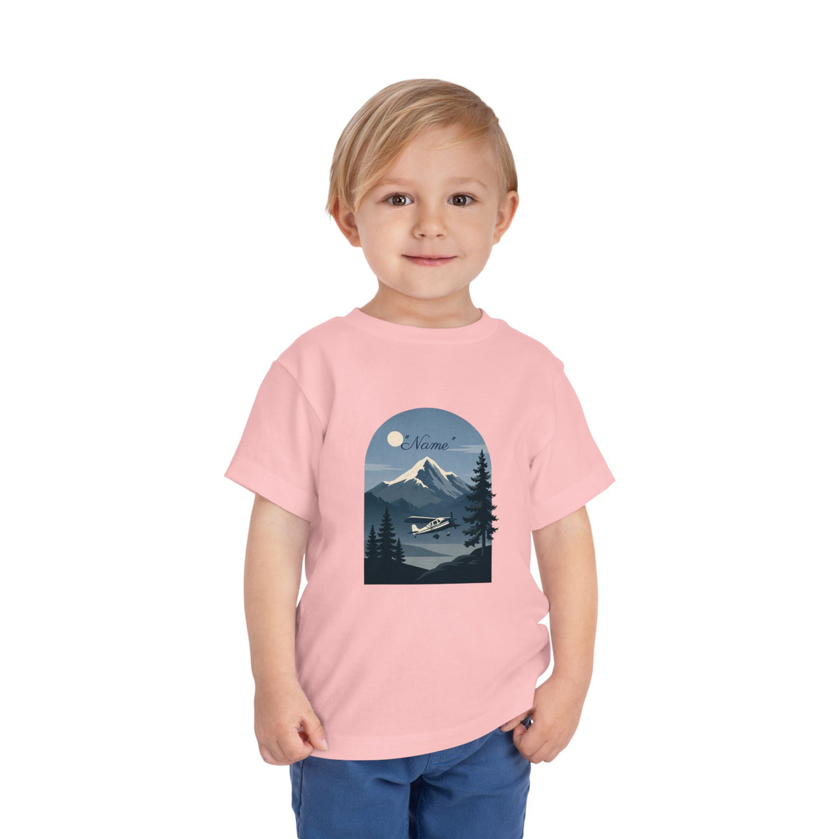 Toddler Tee — Mountain Airplane Design (custom name)