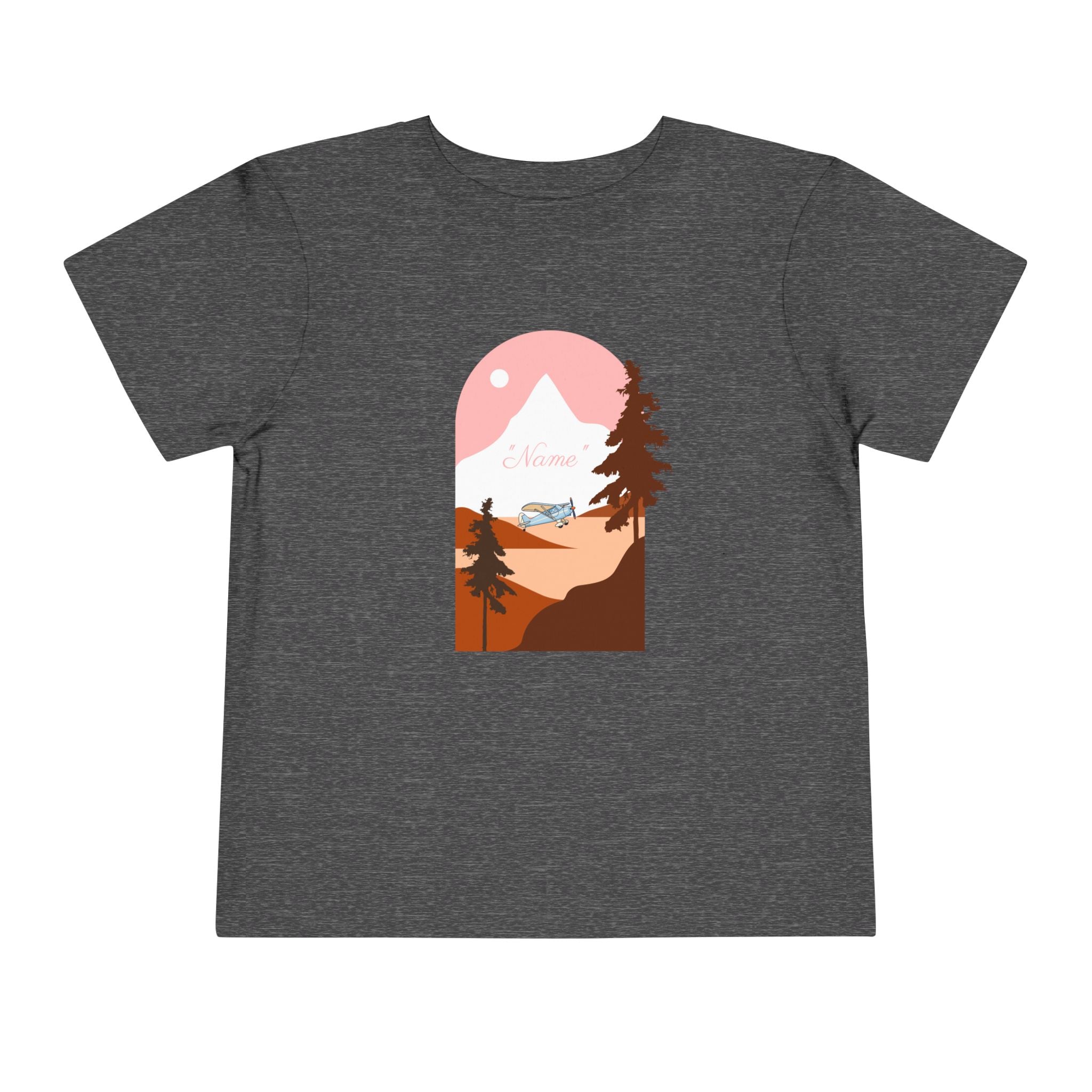 Toddler Tee — Mountain Plane Design (custom name)