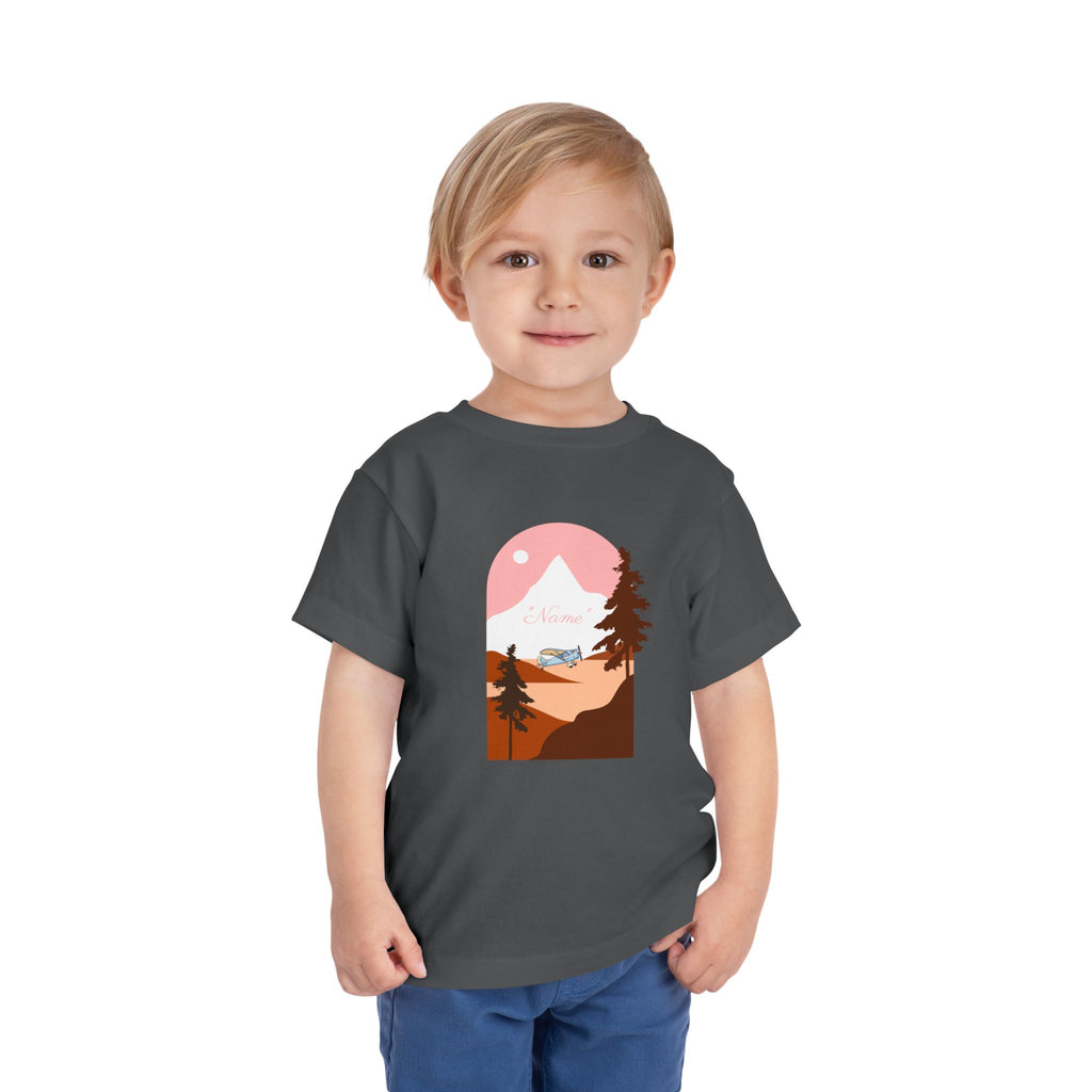 Toddler Tee — Mountain Plane Design (custom name)