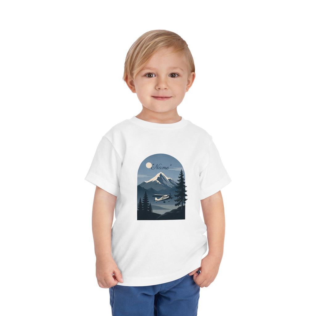 Toddler Tee — Mountain Airplane Design (custom name)