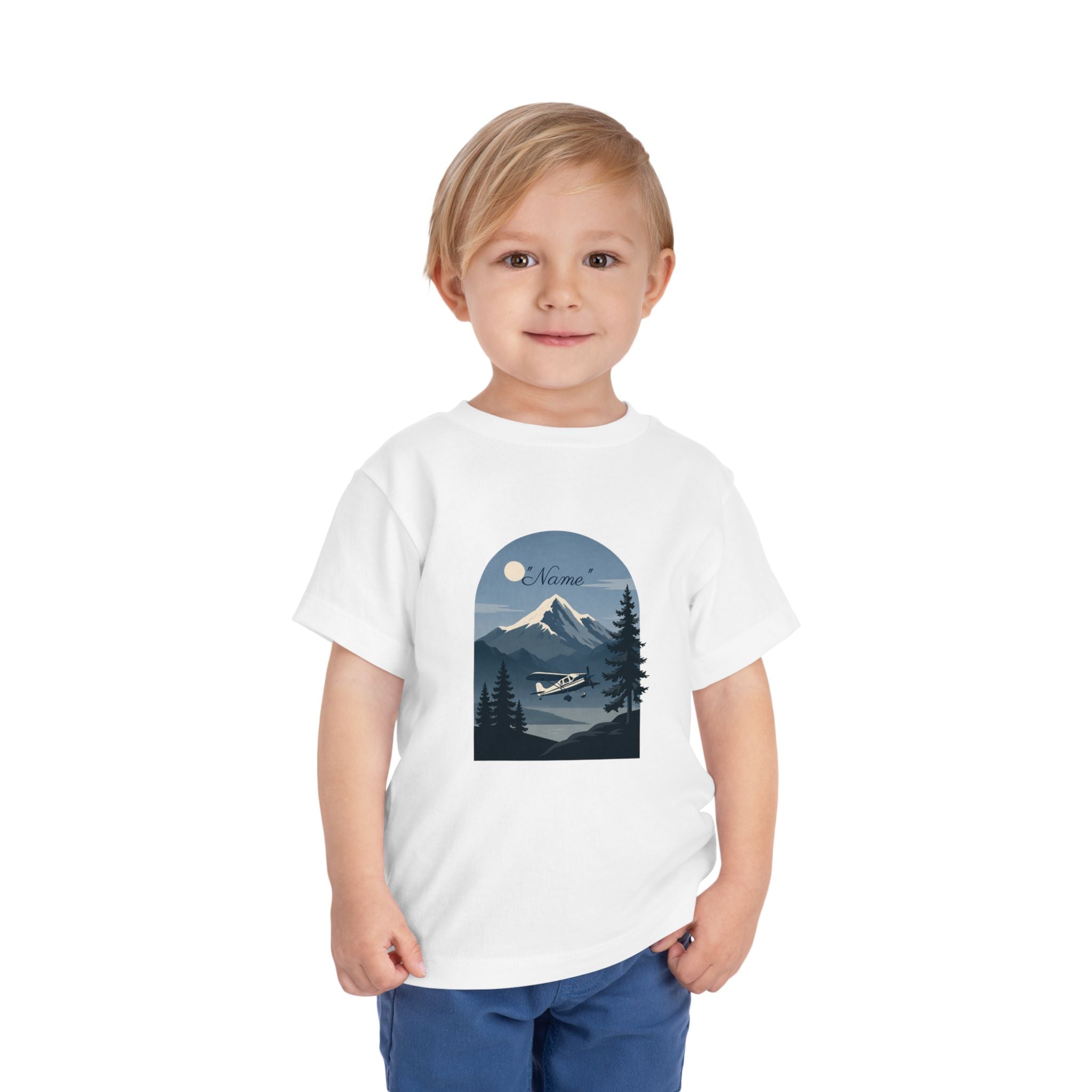 Toddler Tee — Mountain Airplane Design (custom name)