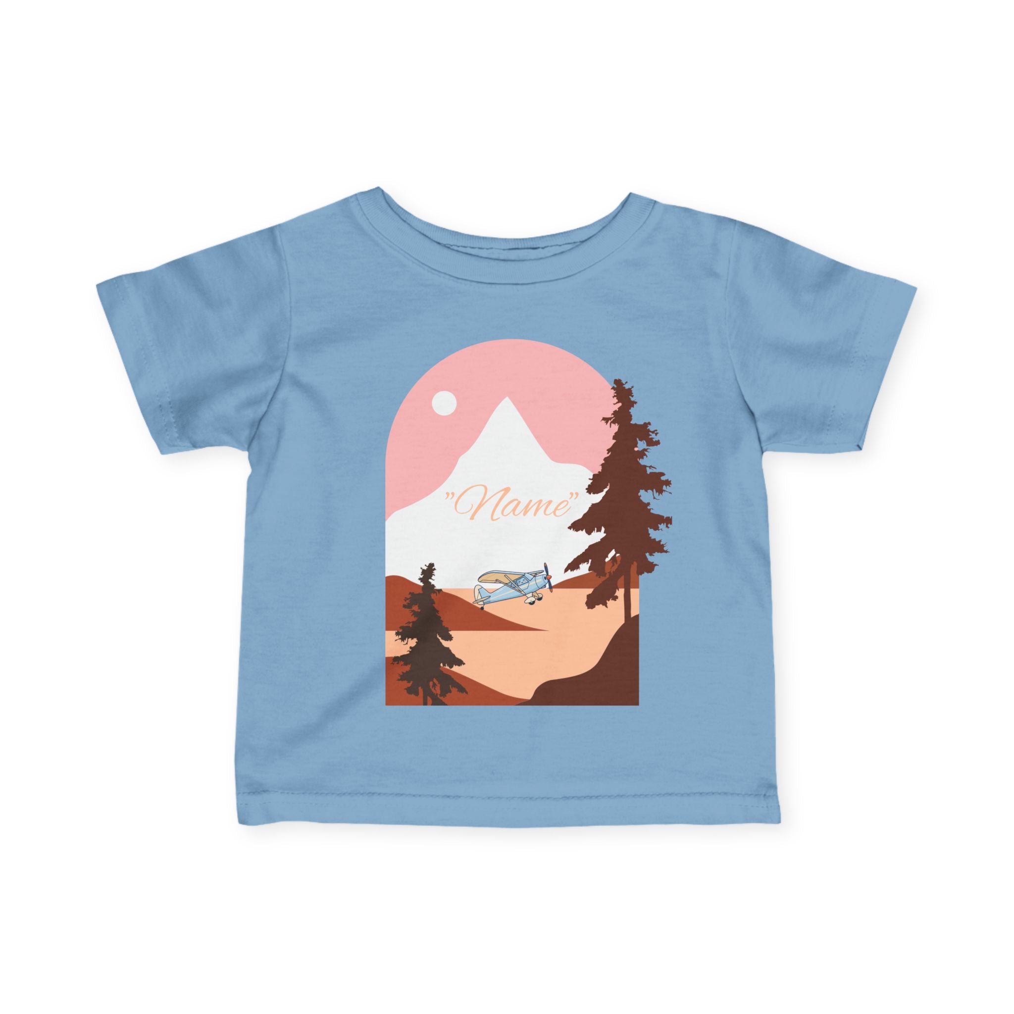 Infant Tee — Mountain Plane Design (custom name)