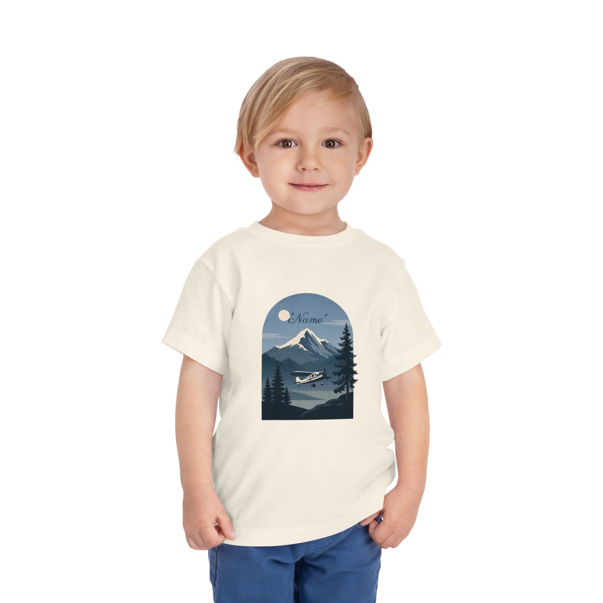 Toddler Tee — Mountain Airplane Design (custom name)