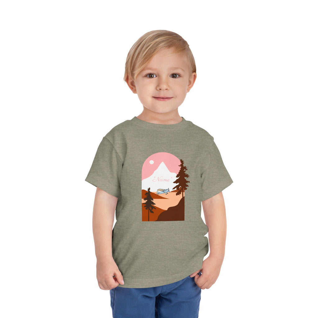 Toddler Tee — Mountain Plane Design (custom name)