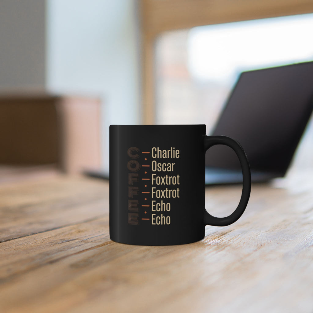 Phonetic Alphabet Coffee Mug | Black Ceramic Mug