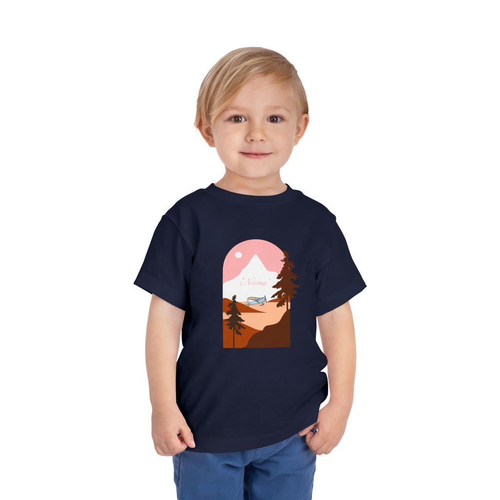 Toddler Tee — Mountain Plane Design (custom name)