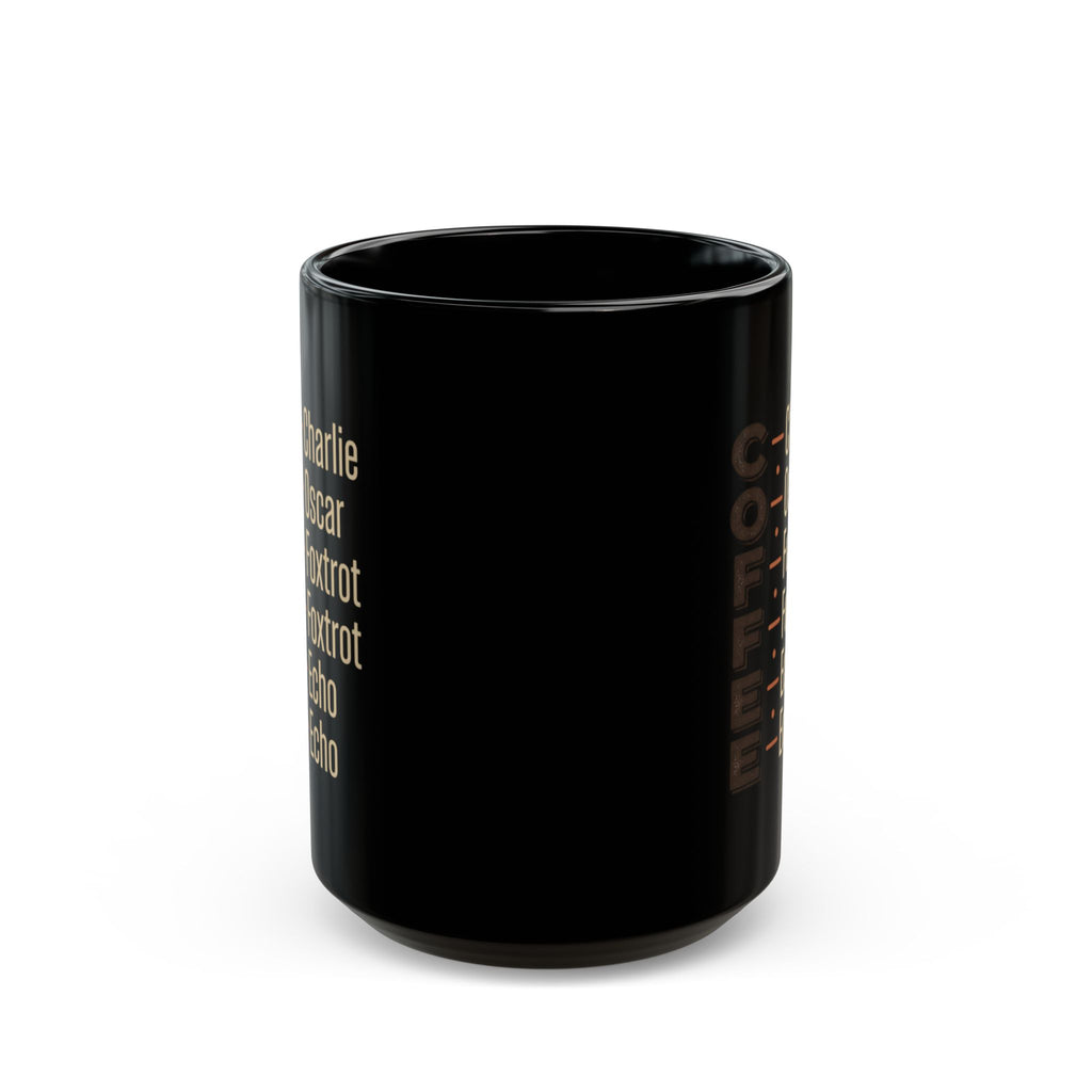 Phonetic Alphabet Coffee Mug | Black Ceramic Mug