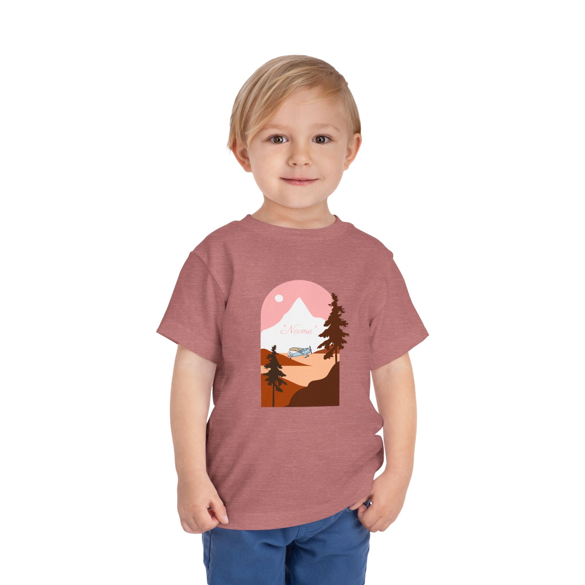 Toddler Tee — Mountain Plane Design (custom name)