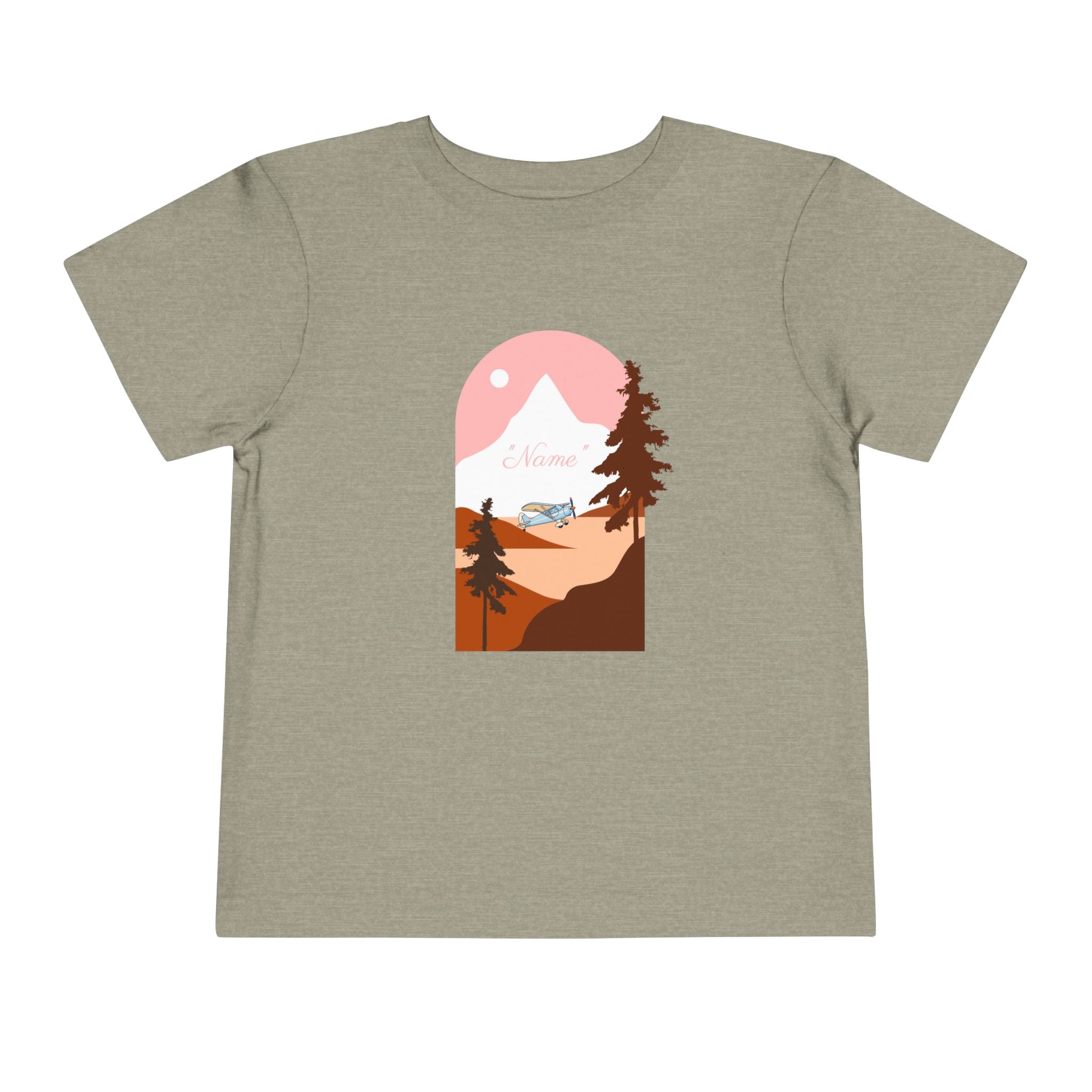 Toddler Tee — Mountain Plane Design (custom name)