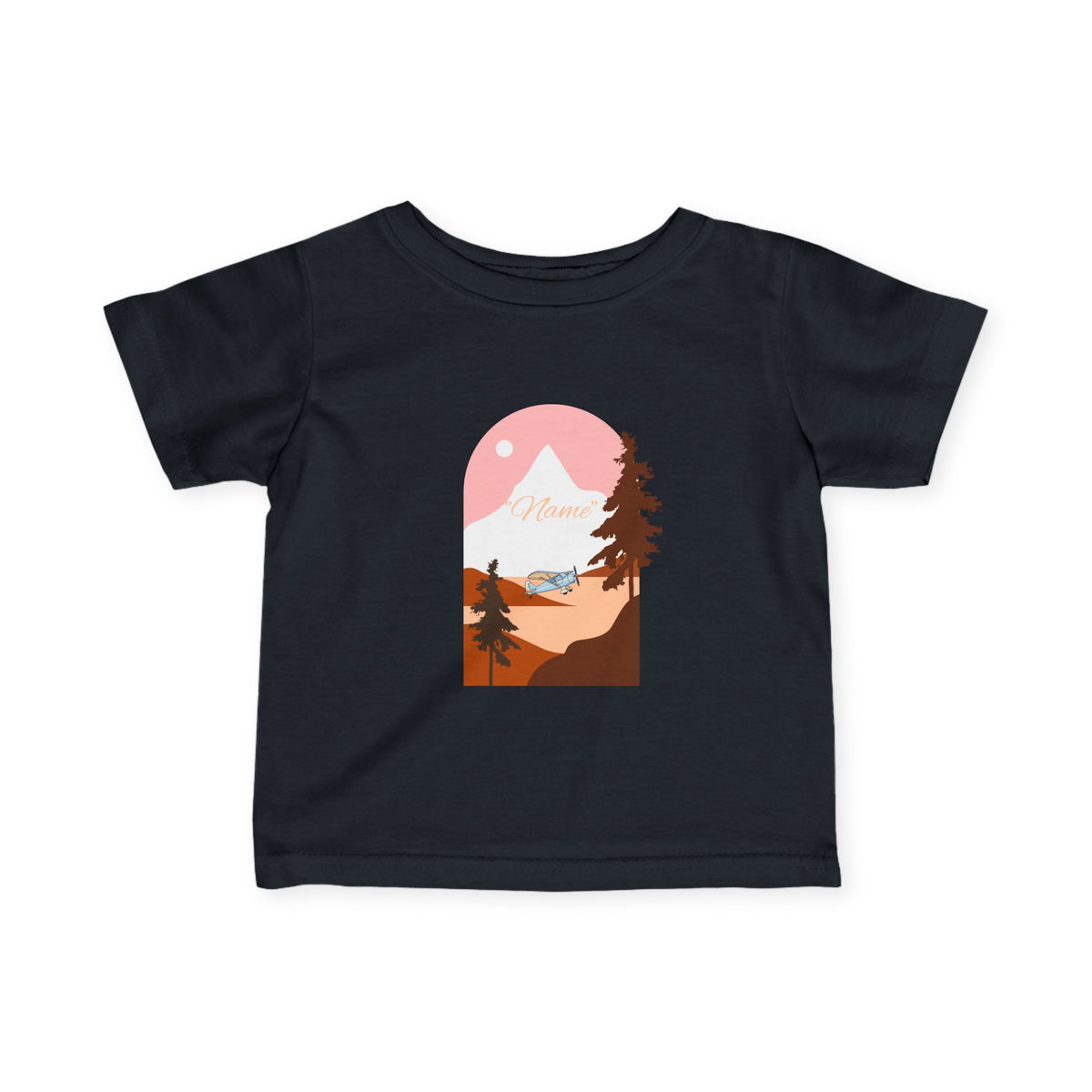 Infant Tee — Mountain Plane Design (custom name)