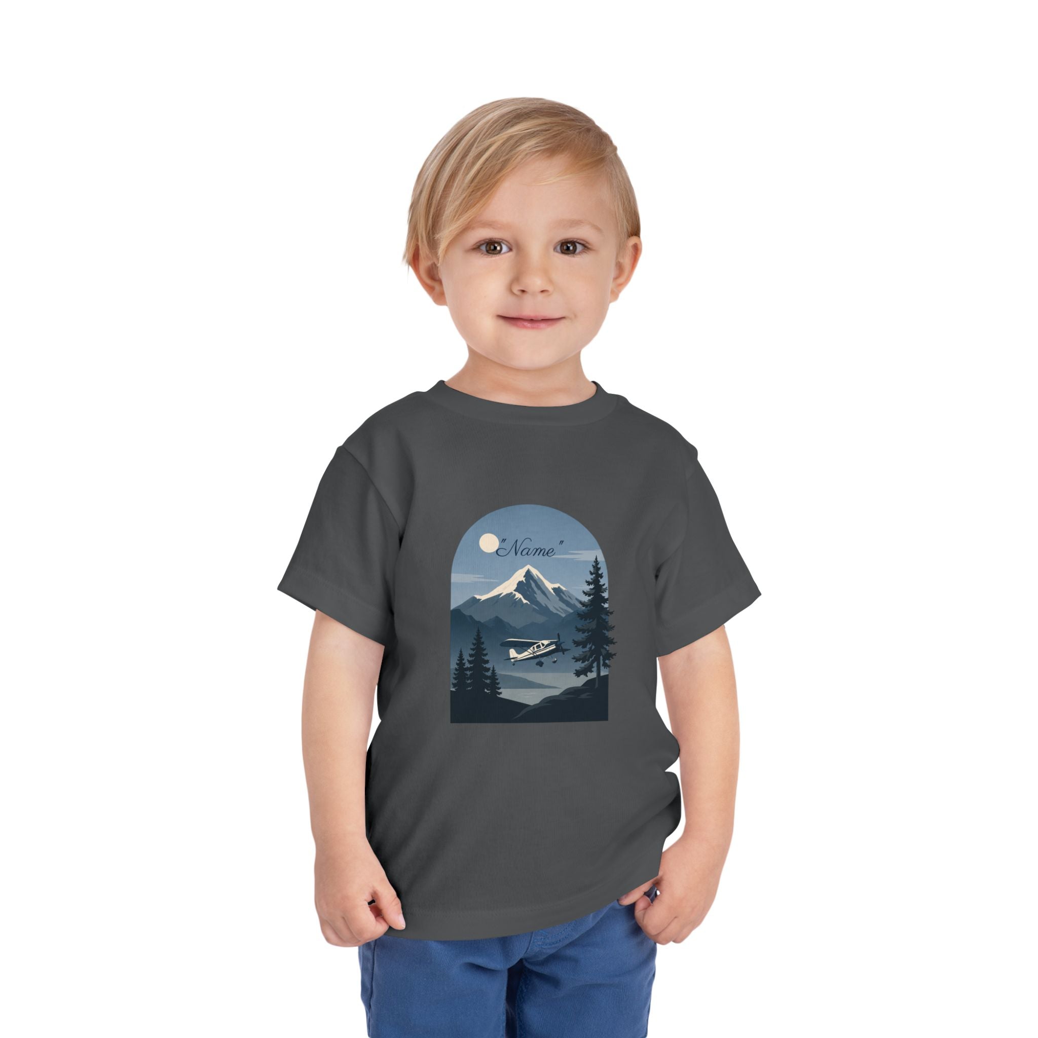 Toddler Tee — Mountain Airplane Design (custom name)