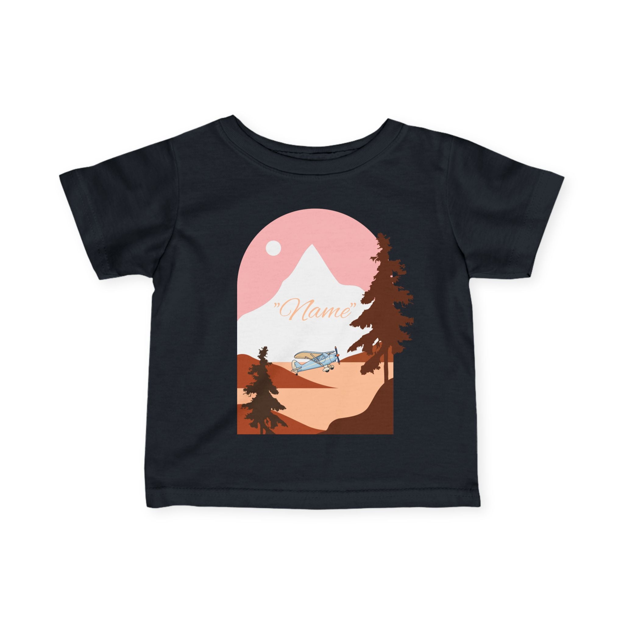 Infant Tee — Mountain Plane Design (custom name)