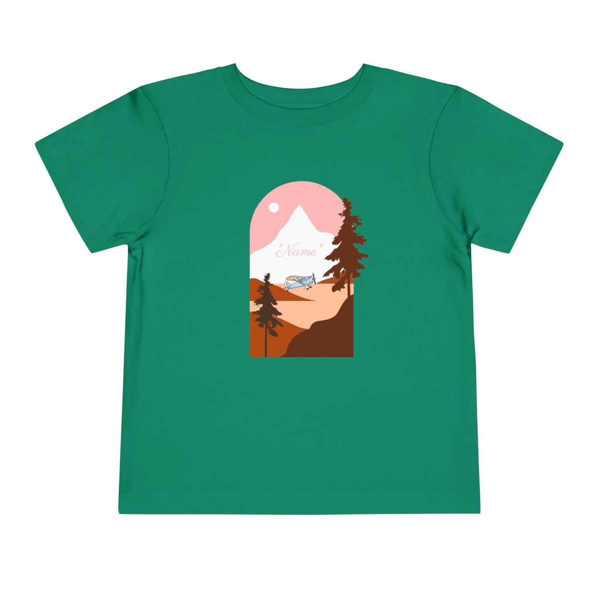 Toddler Tee — Mountain Plane Design (custom name)