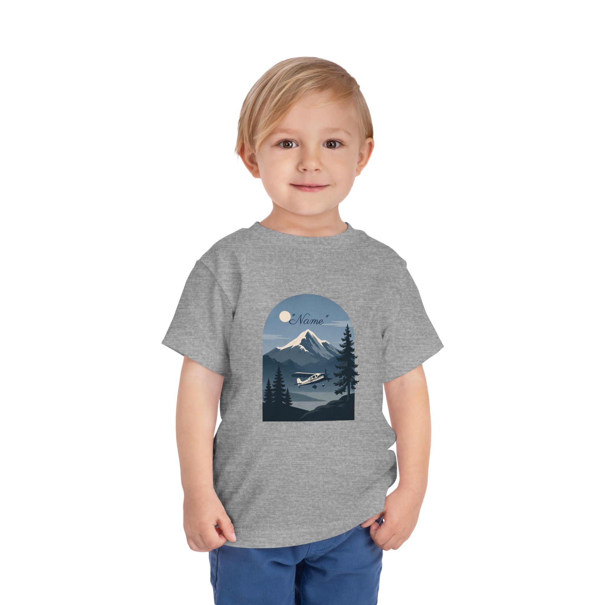 Toddler Tee — Mountain Airplane Design (custom name)
