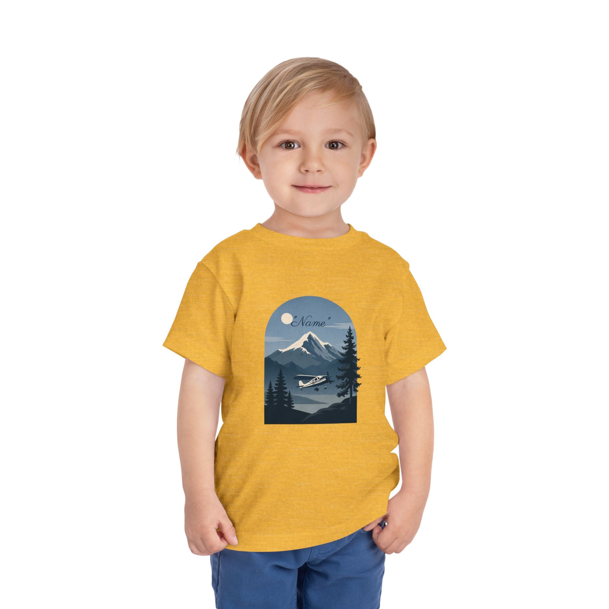 Toddler Tee — Mountain Airplane Design (custom name)