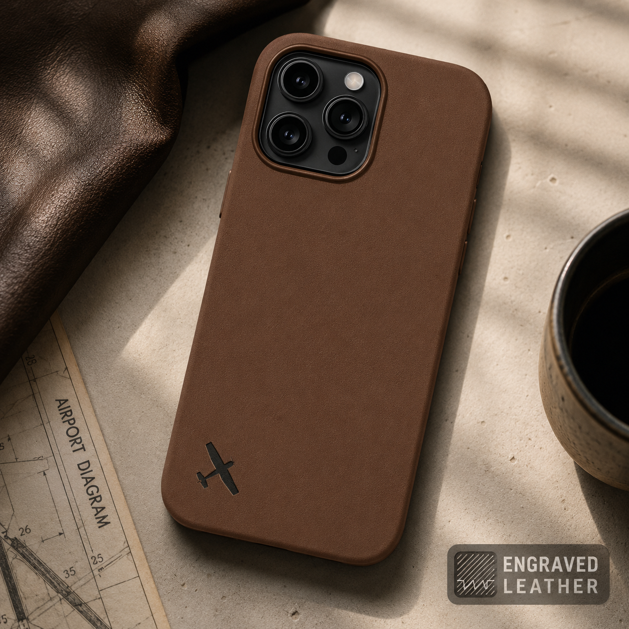 Leather Engraved iPhone Case Minimalist — C172