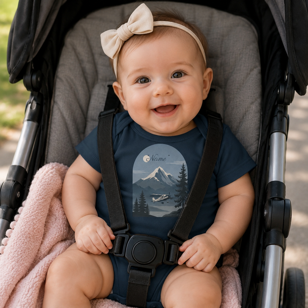 Infant One-Piece Bodysuit —  Mountain Airplane Design (custom name)