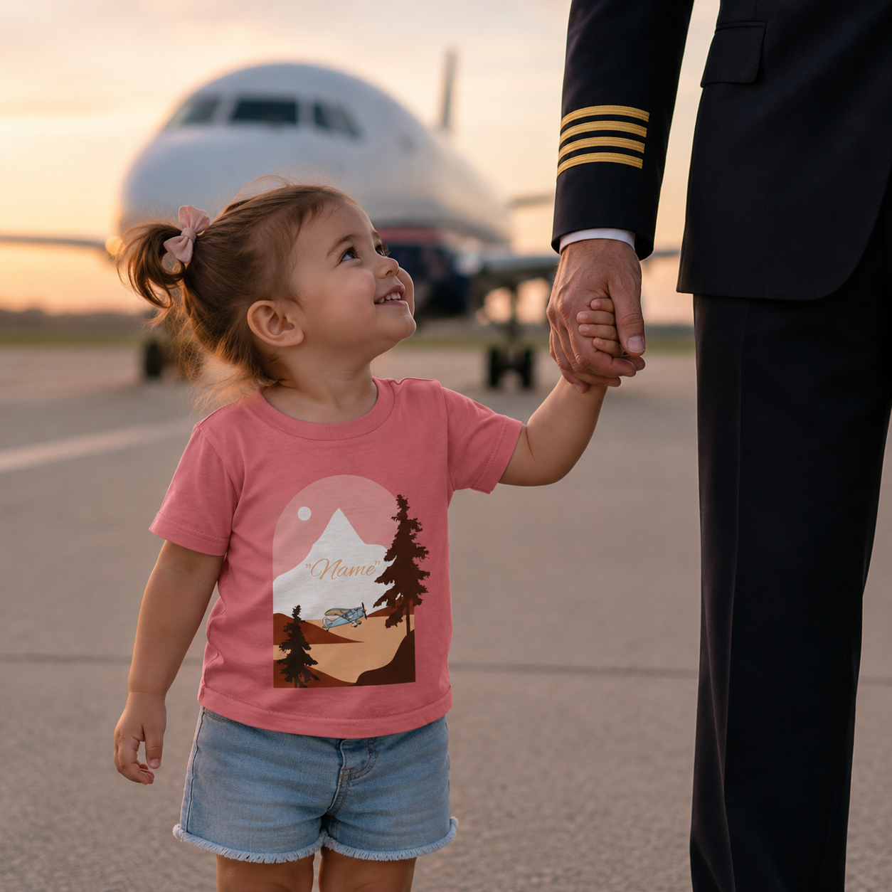 Toddler Tee — Mountain Plane Design (custom name)