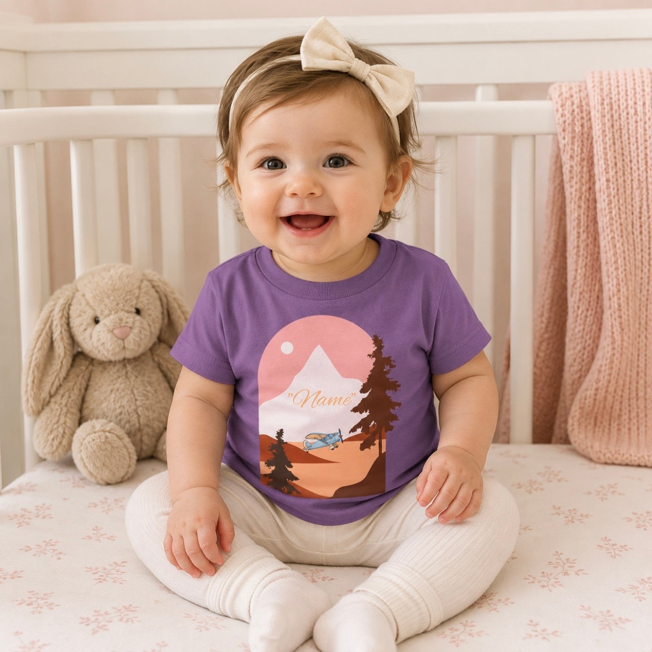 Infant Tee — Mountain Plane Design (custom name)