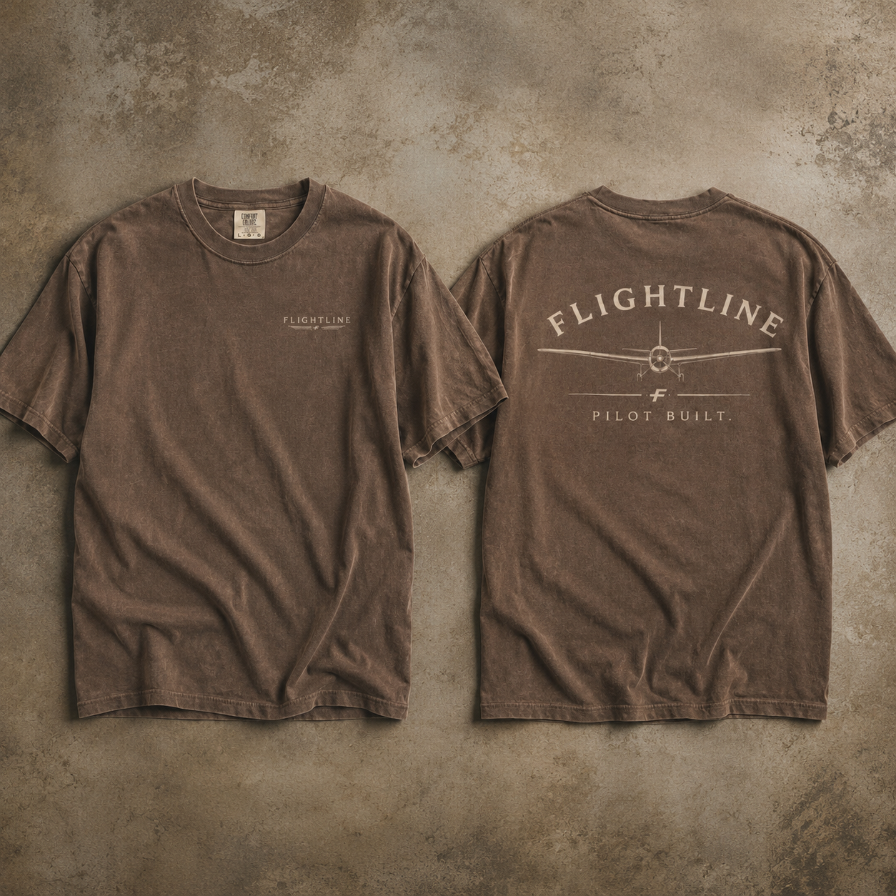 FlightLine Pilot Built T‑Shirt — Vintage Airplane Graphic