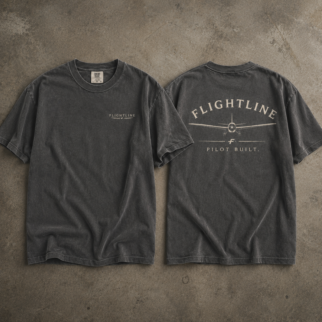 FlightLine Pilot Built T‑Shirt — Vintage Airplane Graphic