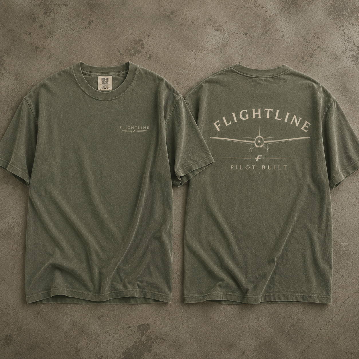 FlightLine Pilot Built T‑Shirt — Vintage Airplane Graphic