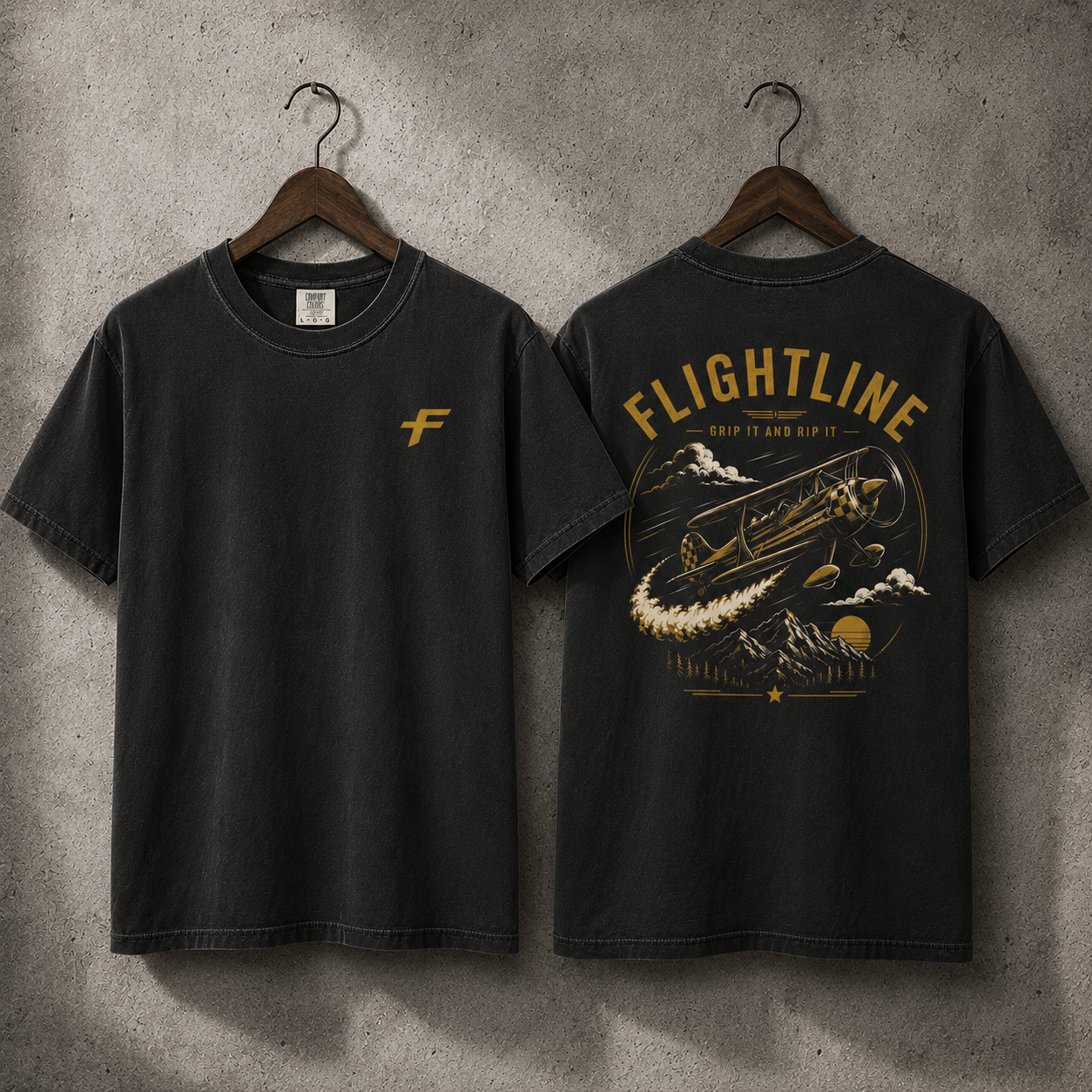 Flightline Vintage Airplane T-Shirt — 'Flightline' Aerobatic Pilot Tee