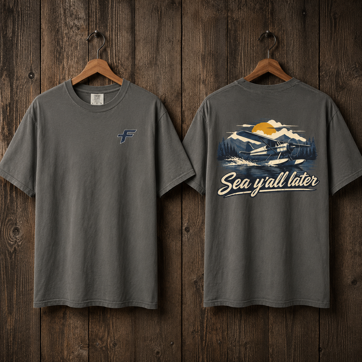 Sea y'all later Plane T-Shirt — Vintage Seaplane Adventure Tee