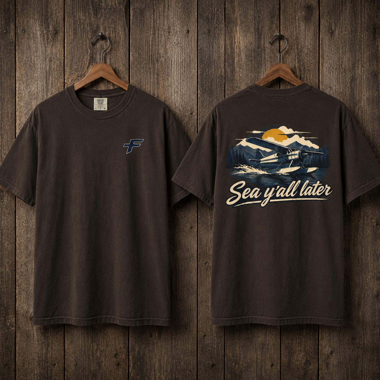 Sea y'all later Plane T-Shirt — Vintage Seaplane Adventure Tee