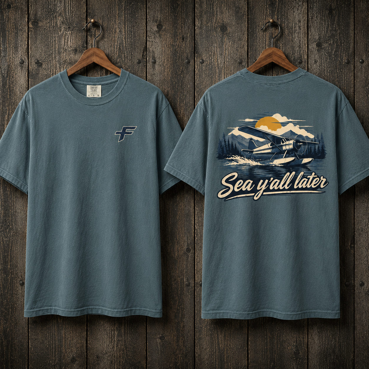 Sea y'all later Plane T-Shirt — Vintage Seaplane Adventure Tee