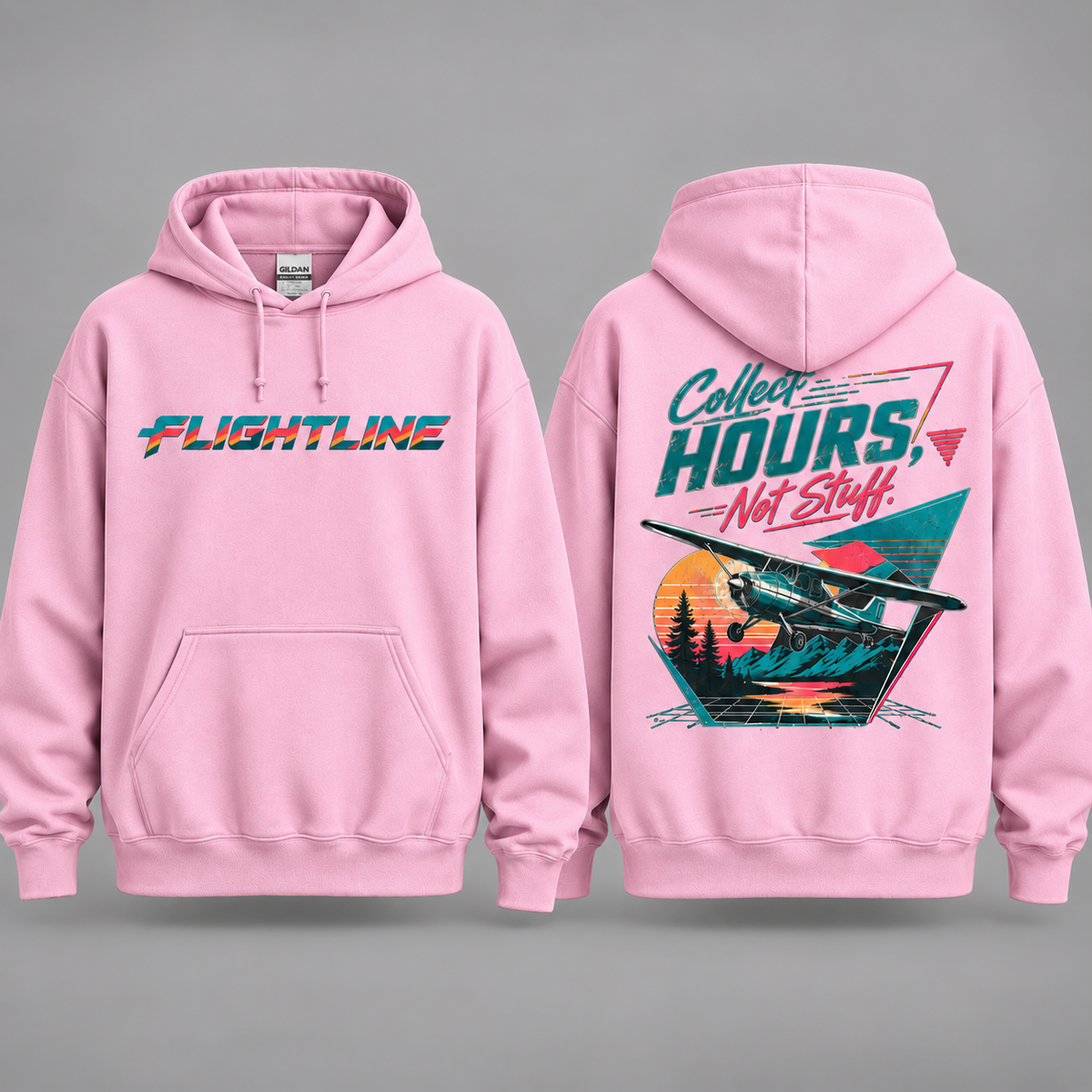 FlightLine Hoodie — Collect Hours Retro Plane Graphic Pullover