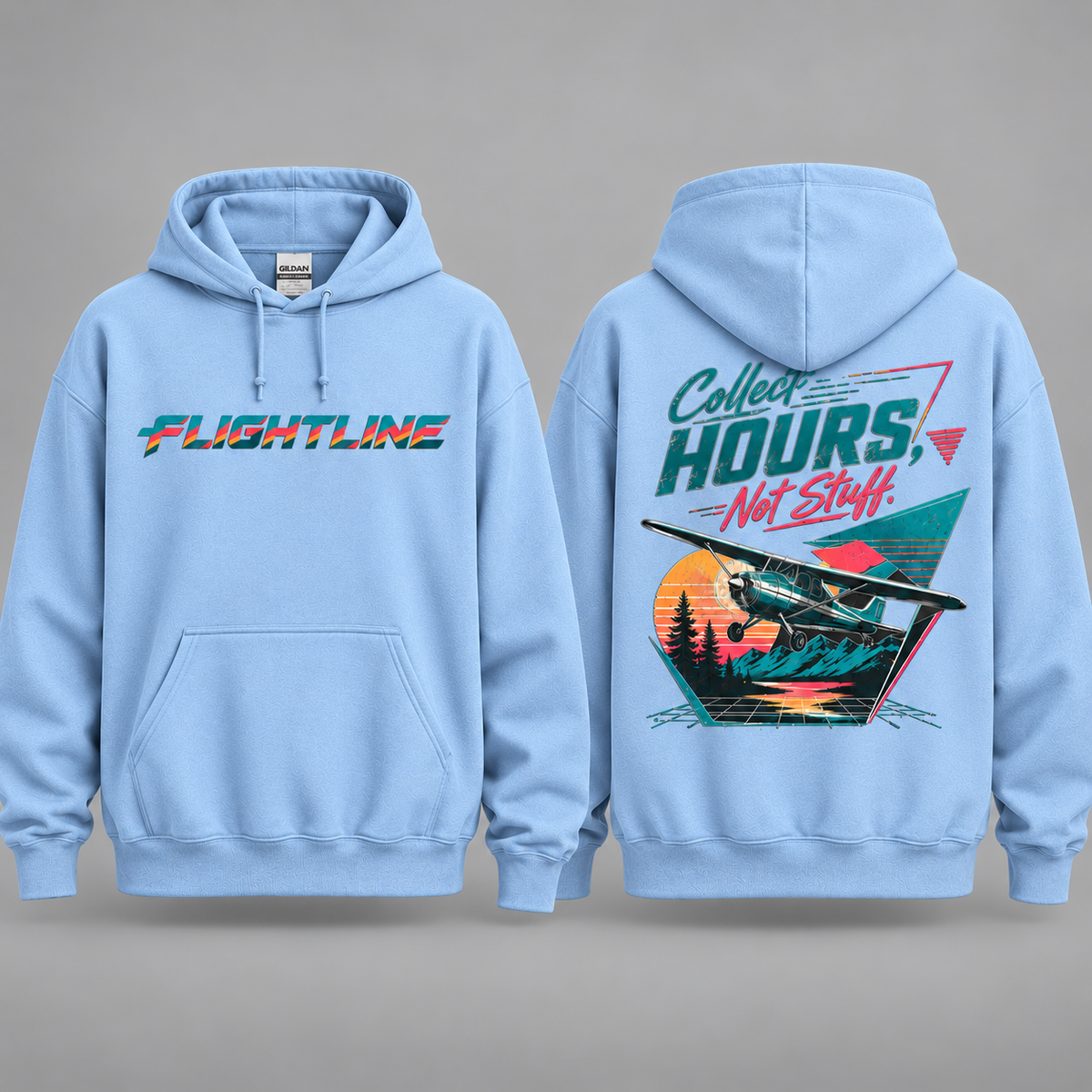 FlightLine Hoodie — Collect Hours Retro Plane Graphic Pullover