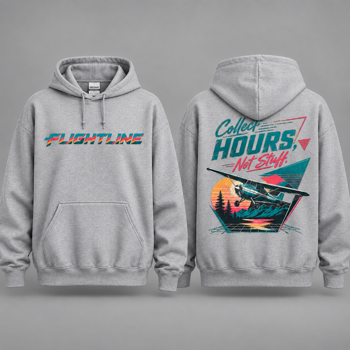 FlightLine Hoodie — Collect Hours Retro Plane Graphic Pullover