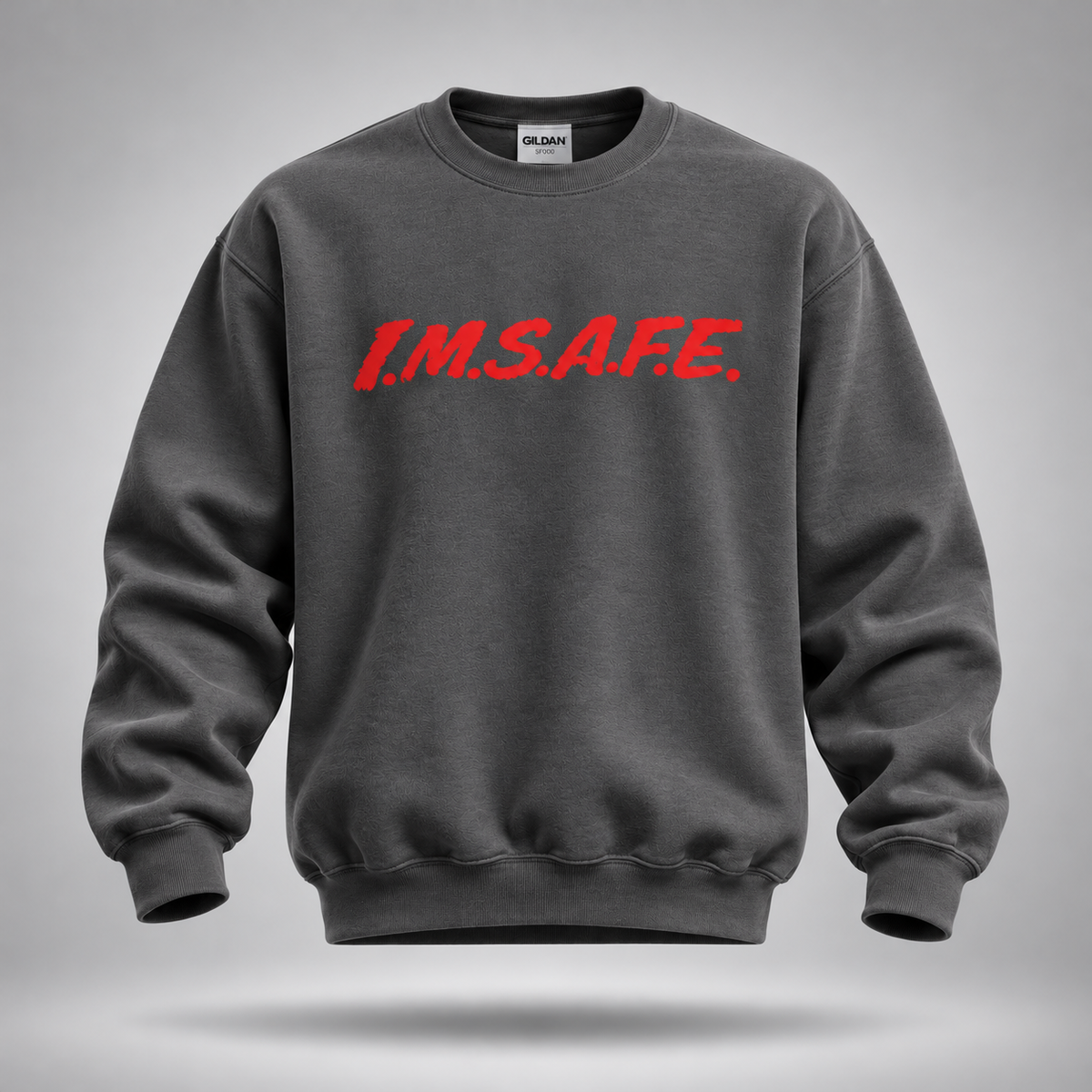 Comfy Crewneck Sweatshirt — I.M.S.A.F.E. Graphic