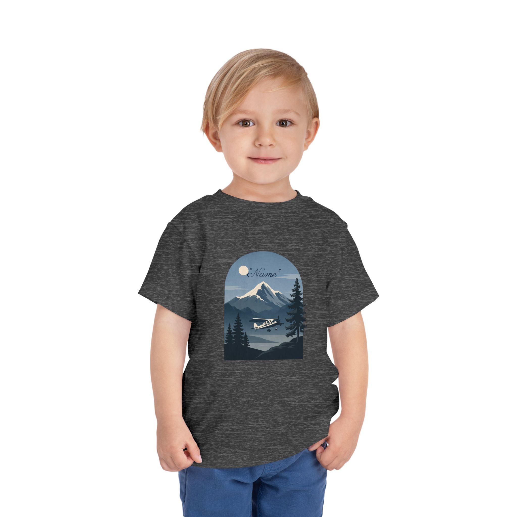 Toddler Tee — Mountain Airplane Design (custom name)