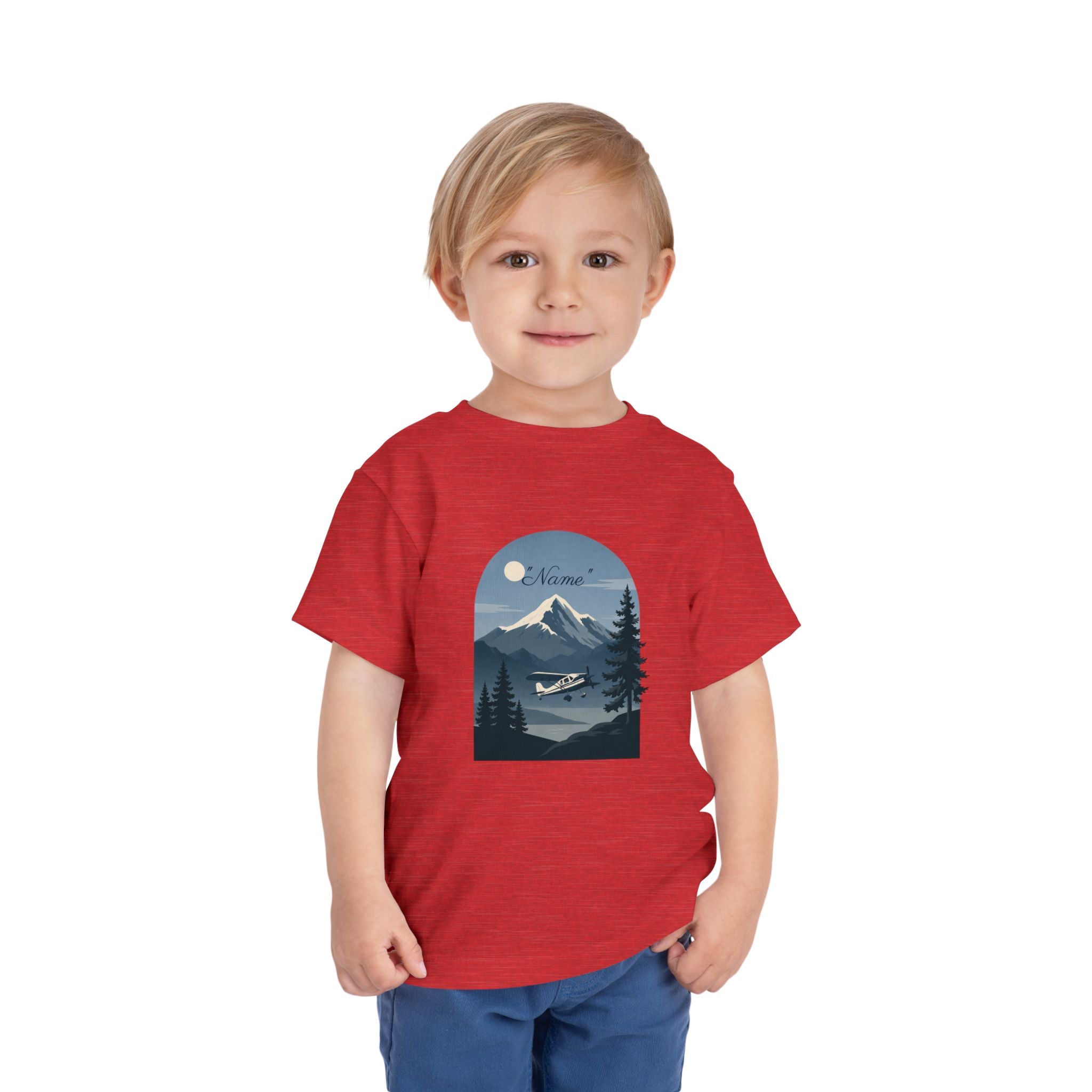 Toddler Tee — Mountain Airplane Design (custom name)