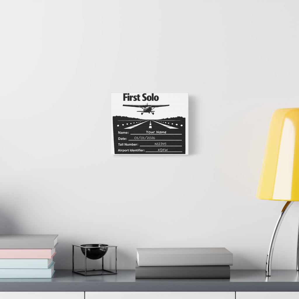 First Solo Aviation Canvas — Personalized Print
