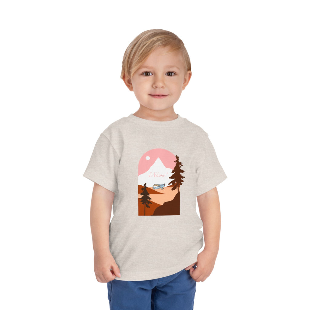 Toddler Tee — Mountain Plane Design (custom name)